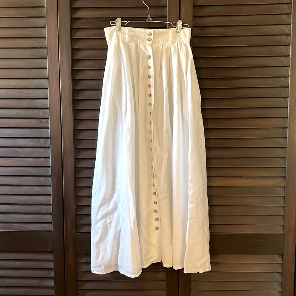 Vintage White Button Down Midi Skirt